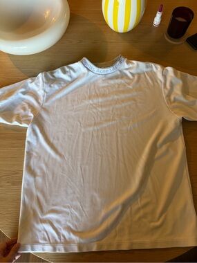 Acne Studios White Crewneck T-Shirt with Logo Trim